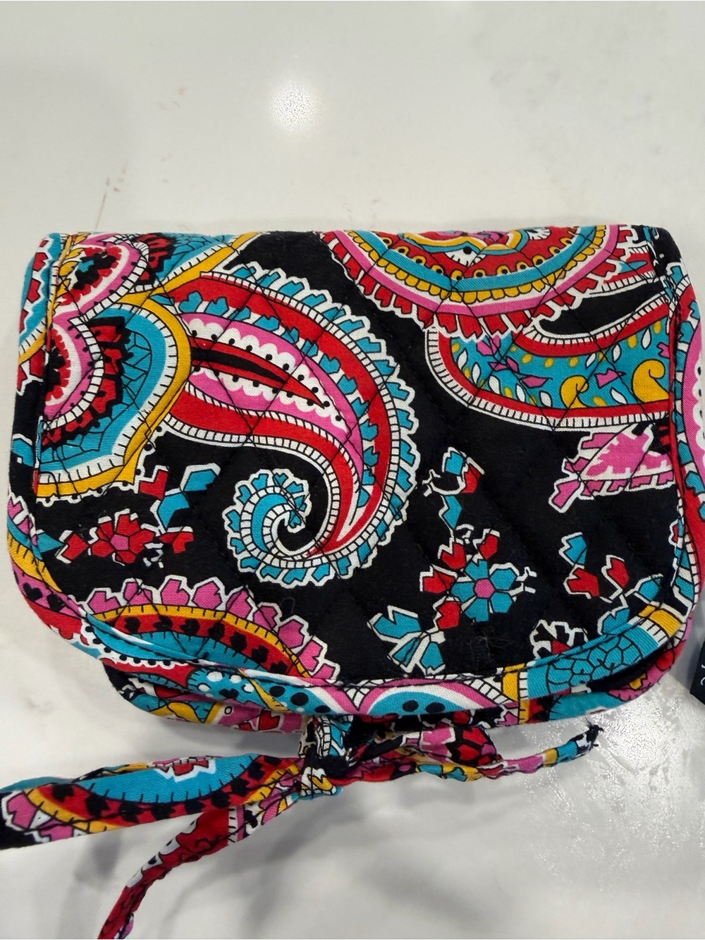 Vera Bradley Parisian Paisley print small makeup folding bag.
